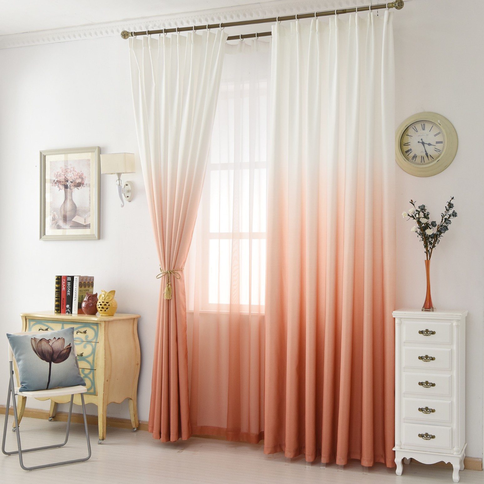 厚い特麗倫の紗のグラデーションの色を厚くします。窓の紗の客間の寝室は結婚祝いの工事の布を飾ります。