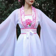 古装广袖汉服女学生长款仙女裙舞蹈服表演服襦中国风连衣裙