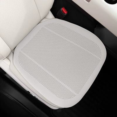 Seat cushion, seat cover for All Seasons, Nappa Leather - ideal-white-nappa-leather-punch-style-front-seat-cushion-1-pack