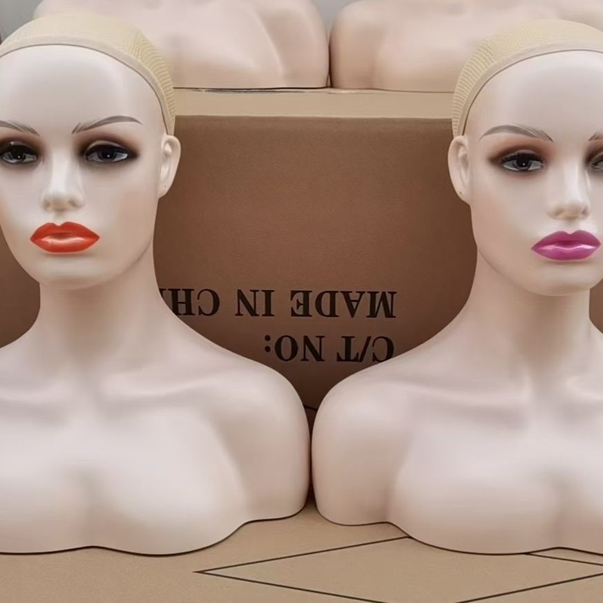 Maniquí Cabeza Femenina para Pelucas y Sombreros de Plástico para Exhibición y Fotografía