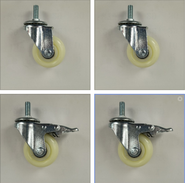 3寸中型丝杆万向刹车轴承白PP塑料脚轮冷风机滑轮拖车工业脚轮