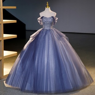 Art Exam Evening Dress One Shoulder 2025 New Vocal Stage Solo Tutu Skirt Report Performance Dress for Women