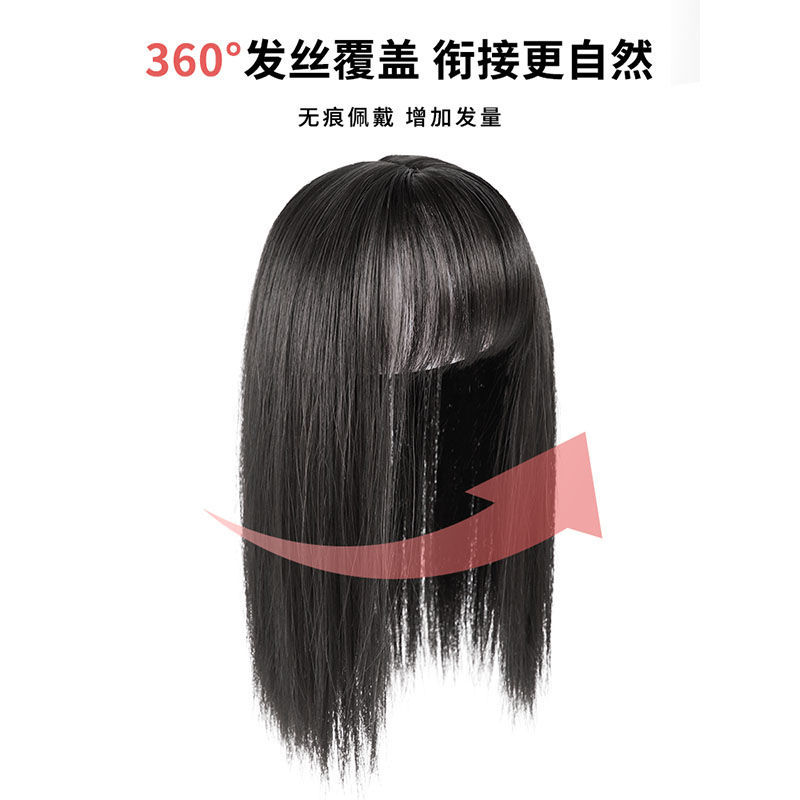 Peluca francesa pieza hembra cabeza de simulación natural pieza de reemplazo de cabello ligero transpirable pelo blanco que cubre la cabeza bloque de reemplazo de cabello flequillo recto
