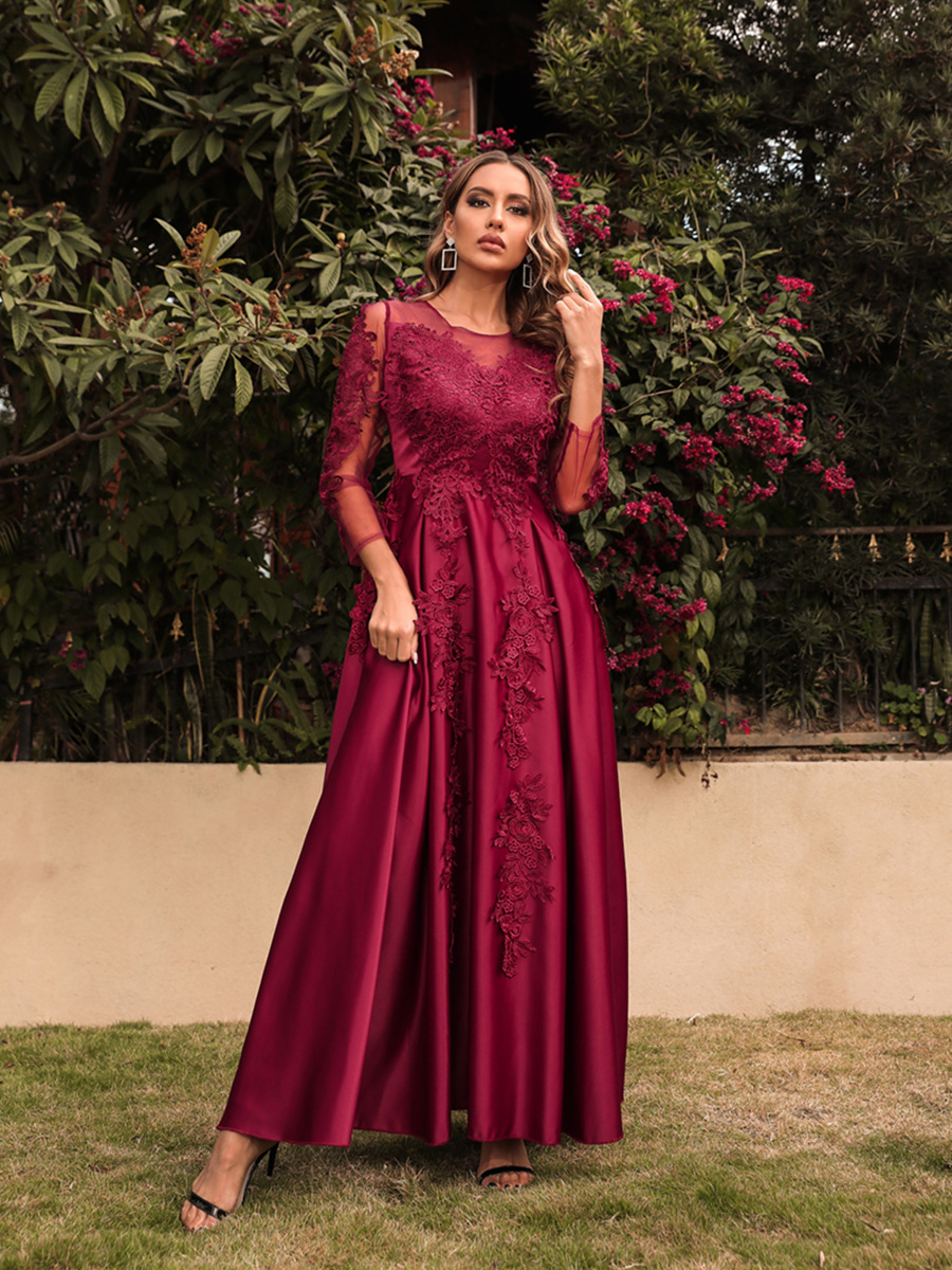 2022 nueva ropa de mujer de comercio exterior europeo y americano independiente soporte encaje gran swing sexy vestido largo trailing banquete vestido de noche nuevo image 5