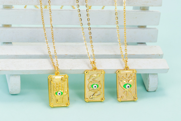 5g Weight Necklace Classification Wedding, Travel Occasion Korean Drop Oil Color Eye Geometric Palm Love Eye Pattern Copper Collarbone Chain