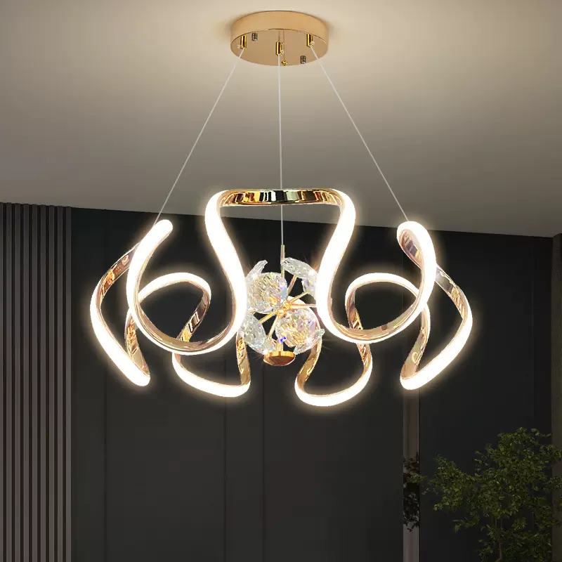 爆款铝材餐厅吊灯餐饮店水晶吊灯餐桌吧台饭厅个性餐吊灯圆形灯具