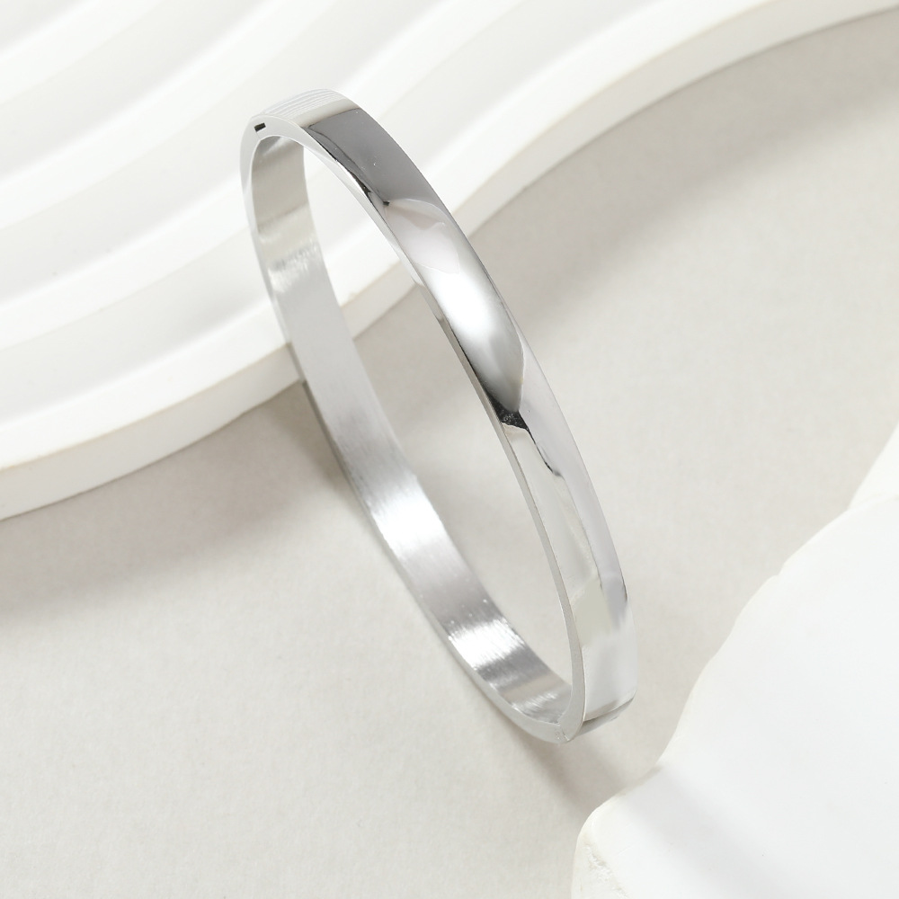 Pulsera de anillo de acero de titanio transfronterizo directo de fábrica mujer brillante hebilla esférica pulsera de tipo O simple joyería de acero inoxidable