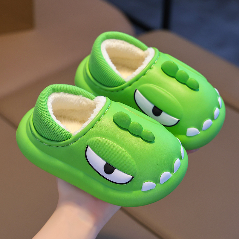 Zapatillas de algodón para niños, niños, niños, niños, invierno, zapatos de algodón cálidos, EVA impermeables, padres e hijos, bolsas de tacones para bebés en casa