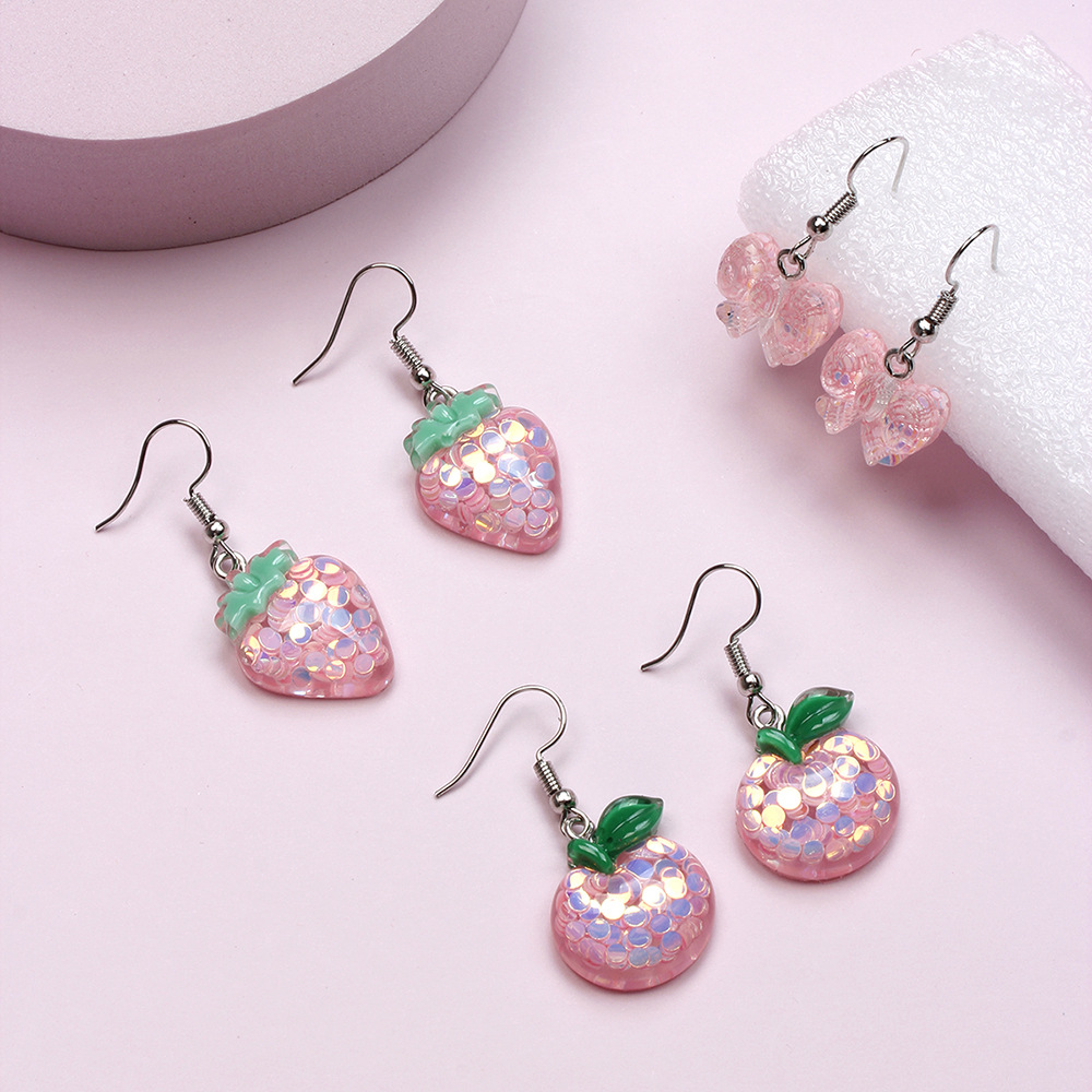 Fashion Crown Flower Resin Handmade Kidu0027S Drop Earrings 3 Pairs