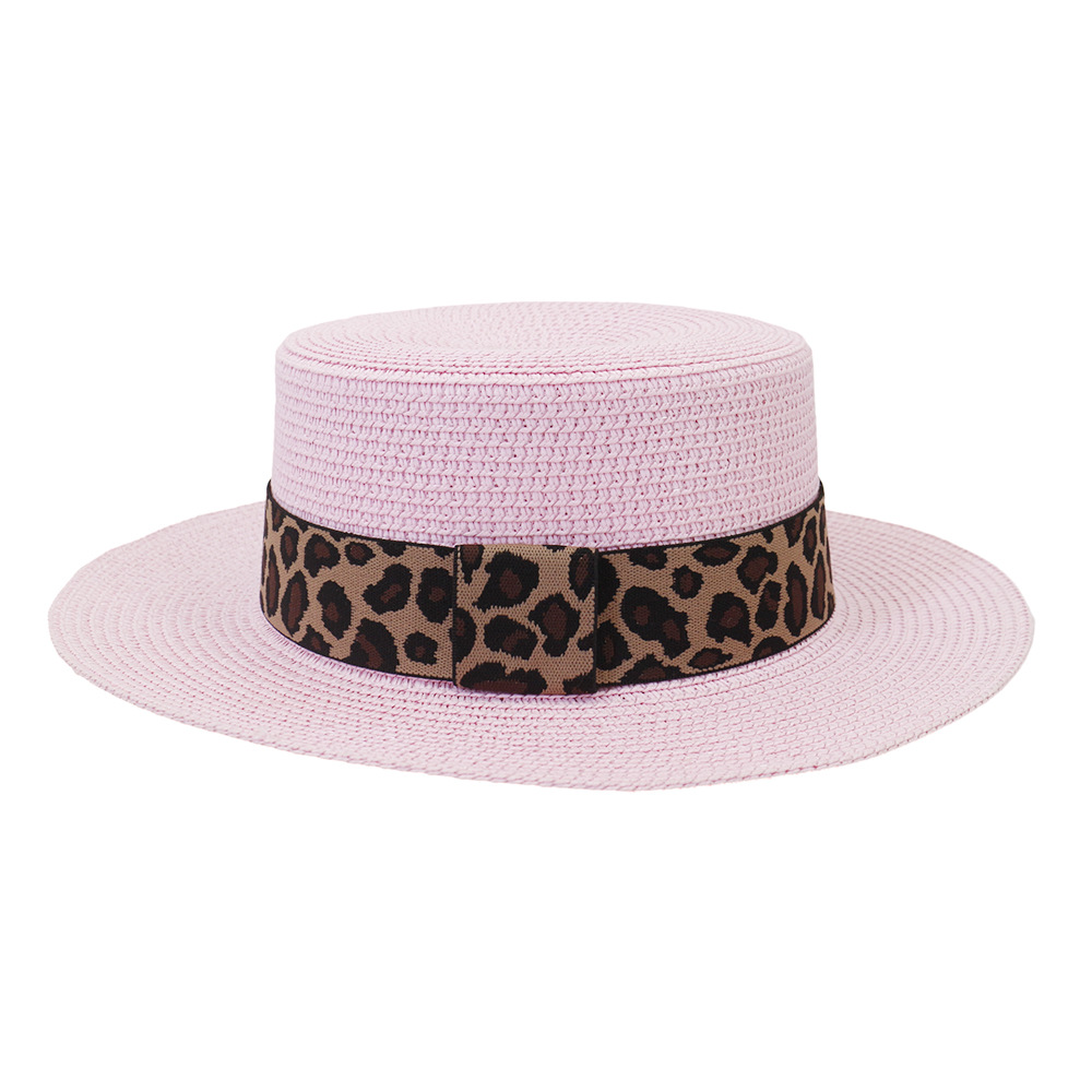 Leopard Print Flat Straw Hat NSDIT104161