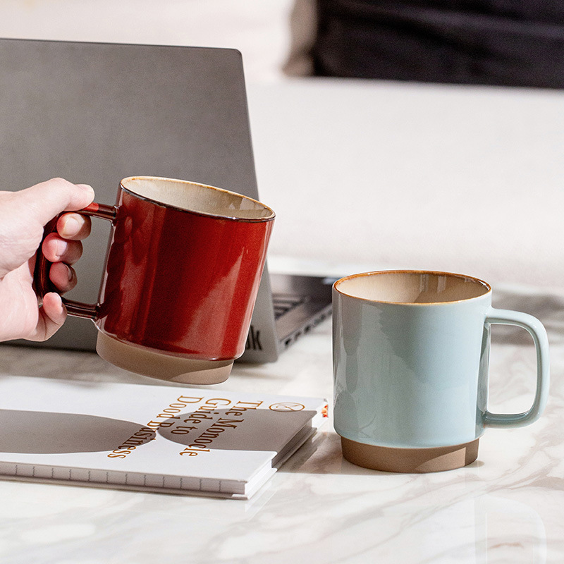 Taza de oficina Tao Run Hui, taza de café artesanal estilo retro, taza creativa y única, cerámica al por mayor de fábrica