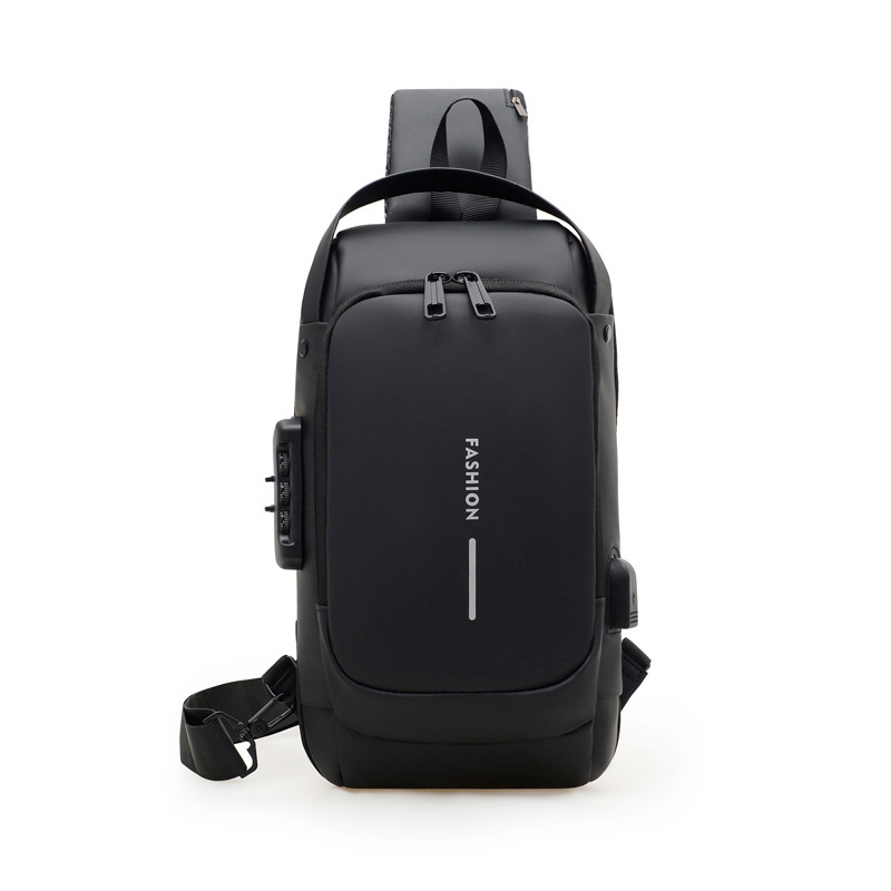 Bolso de Pecho Cruzado para Hombre de Tela Oxford con Bloqueo de Contraseña y USB