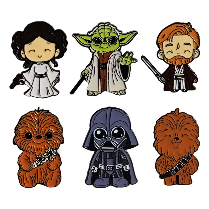 Cute Star Wars Darth Vader Master Yoda Metal Badge Classic European and American Science Fiction Movie Brooch Accessory