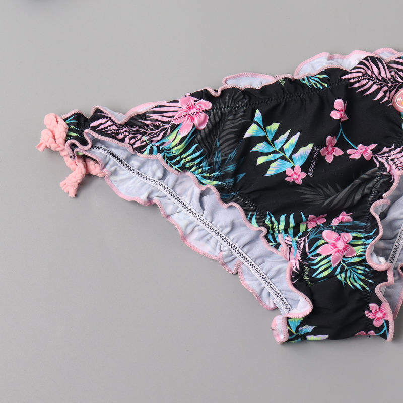 2025 trajes de baño de niñas transfronterizos de estilo extranjero bordes de loto para niños bikini de playa dulce trajes de baño de niñas