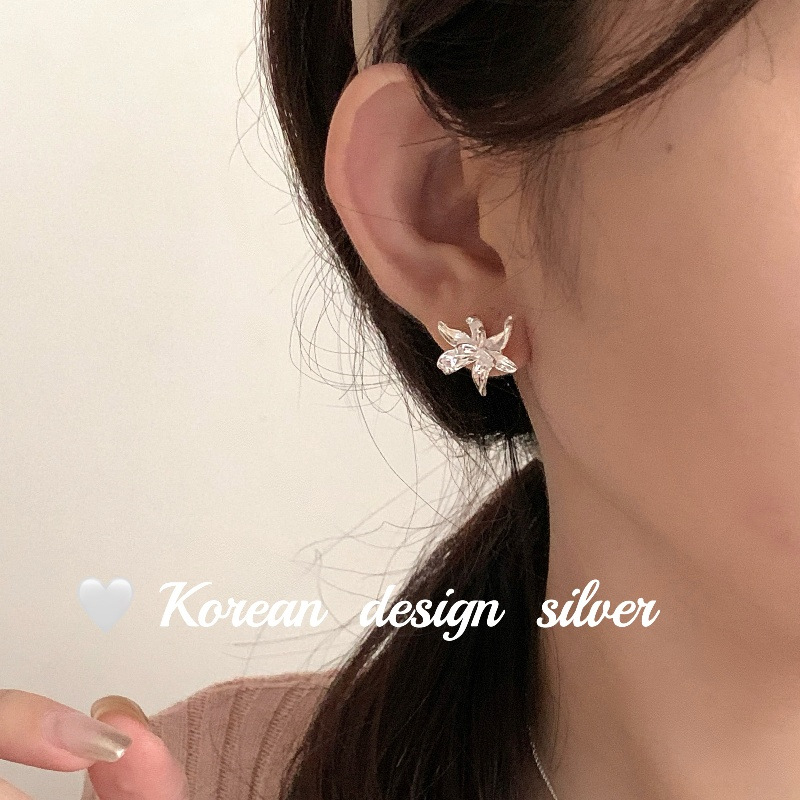 韓國ins風博主同款氣質耳飾品 S925純銀花蕾耳環女 高級感百搭款