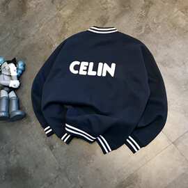 棒球服外套CEL秋季2025新款秋冬立体毛巾绣休闲夹克男女同款跨境
