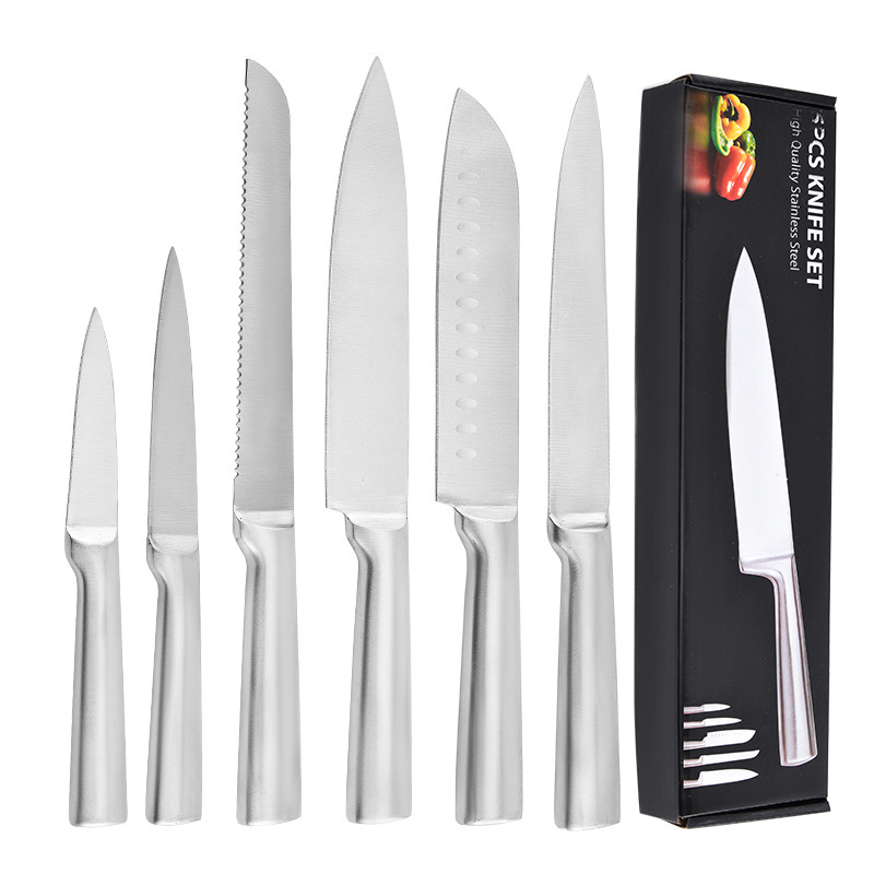 Cuchillo de mango redondo recto conjunto de cuchillo de acero completo de cinco piezas cuchillo de cocina de acero inoxidable cuchillo de cocina cuchillo japonés cuchillo de frutas