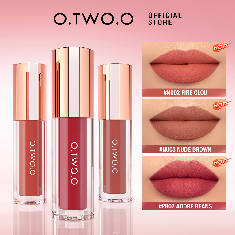 O.TWO.O Silky Smooth Soft Matte Finish 8-Color Glaze, Non-Stick Cup, Long-Lasting, Sheer Cloud Mist Lip Glaze C072_voghion.com
