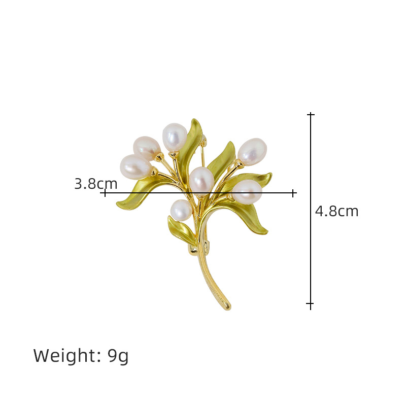 Nuevo broche coreano de ramas de perlas de agua dulce temperamento elegante Mori Tie Pin adorable simple accesorios de flor de pecho