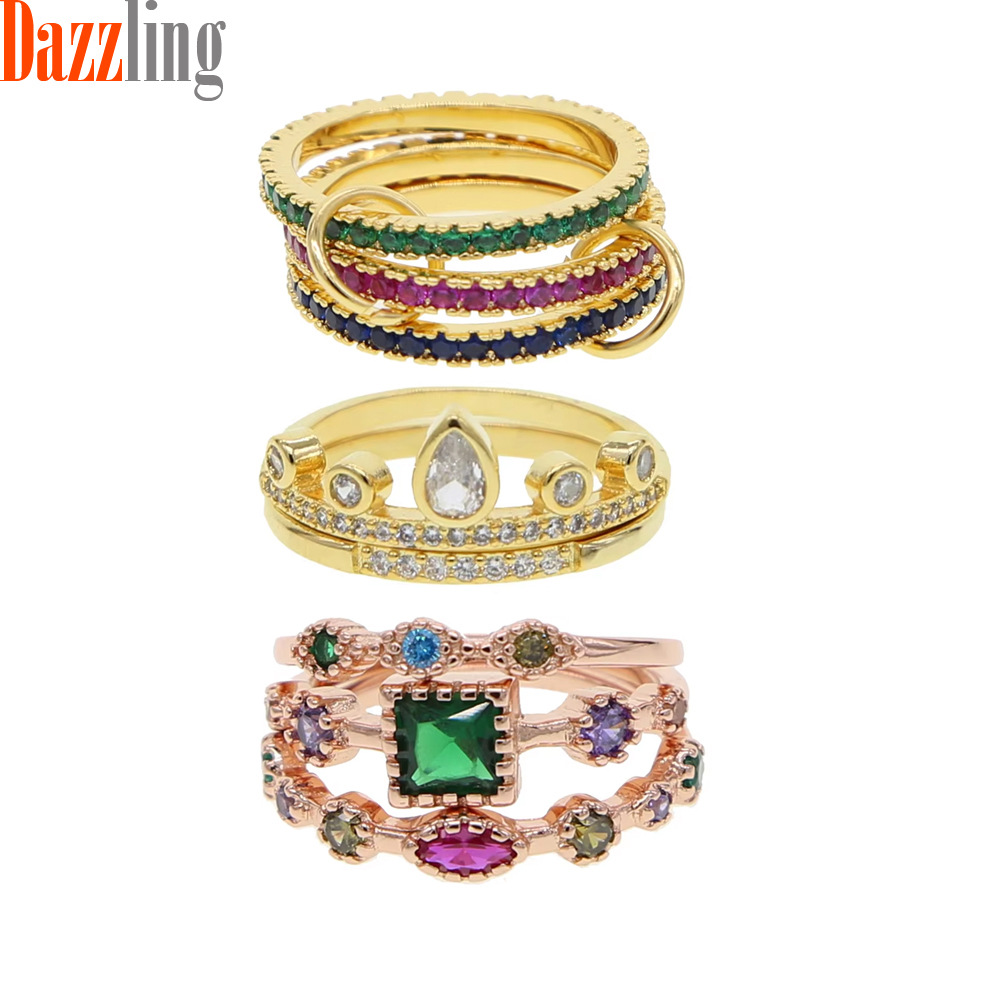 Damen Ring Set Mit Zirkonia Steinen Modisches Accessoire_voghion.com