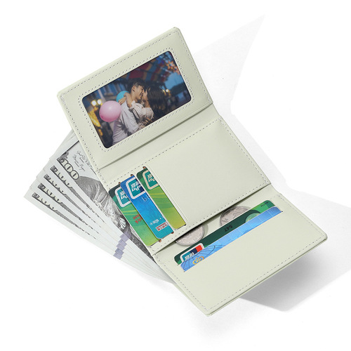 Niche cartoon cute cat wallet, fresh and clean three-fold multi-card slot card holder, fresh wallet