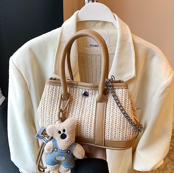 2025 verano nuevo bolso bolso de paja portátil de moda versátil para mujer