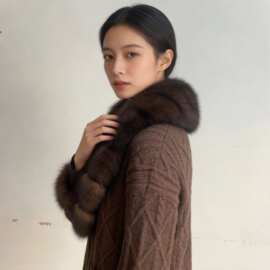 秋冬定制兰狐仿紫貂狐狸毛皮真毛领子皮草男女羽绒服棉服西装领