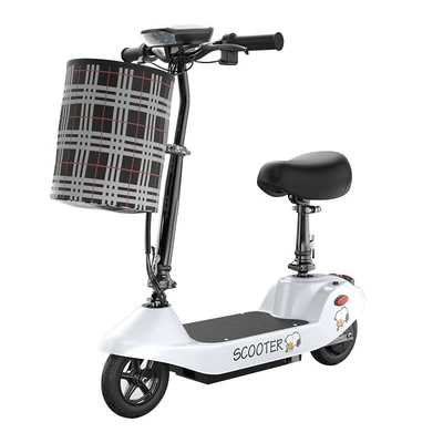 Qatlanan elektrik skuterlər Men's and Women's Scooter Two-Wheeled - white-brushed-with-tianneng-battery-battery-life-is-about-50-60-miles-24v