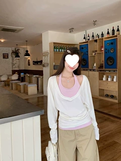 【现货天丝罗纹 两件套】宽松防晒罩衫+吊带背心