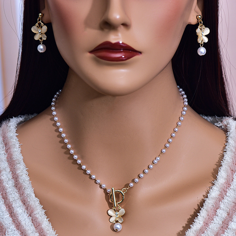 Jewelry Set Butterfly Earrings Ring Fashion Commuter Bracelet Necklace Two piece Set Delivery _voghion.com
