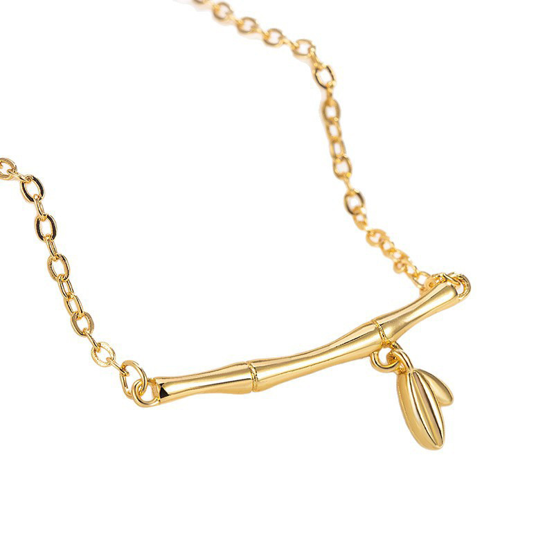 Nuevo estilo literario chino, nuevo estilo, nicho de moda, diseño de lujo ligero, sentido de alta gama, todo fósforo, simple, sección alta, tobillera de bambú, mujer