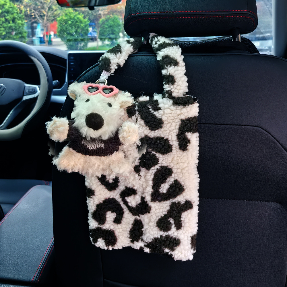 Nuevo West Highlands coche toalla bolsa colgante caja de extracción de papel asiento de almacenamiento de toalla bolsa colgante muñeca mujer