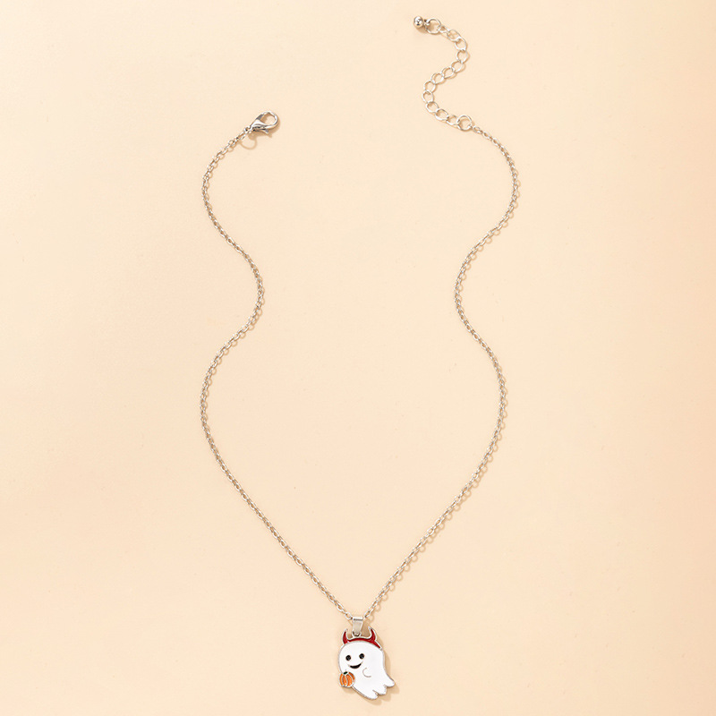 Halloween ghost eyeball mummy pumpkin lantern geometric necklace wholesale nihaojewelry