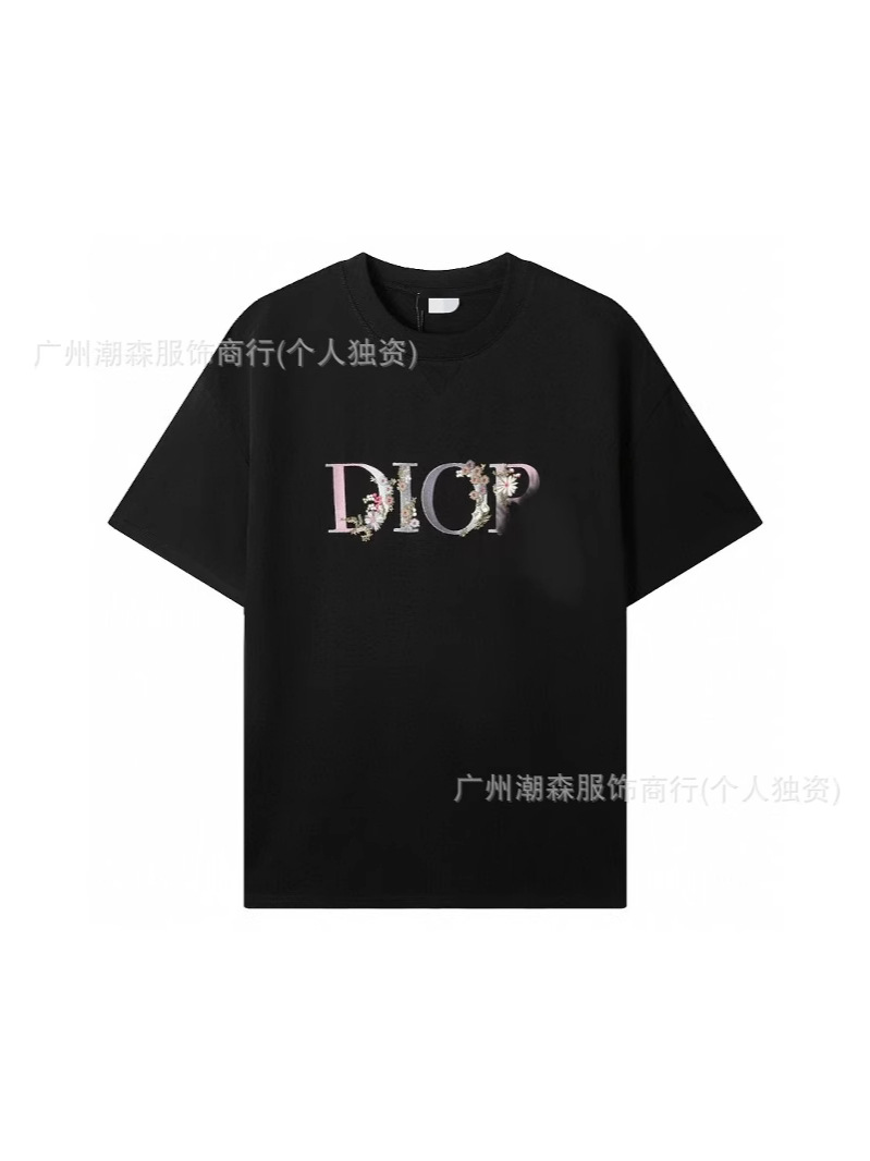 Cross-Border D Brand High Version 25Ss D Brand Logo Embroidered Round Neck Loose Short-Sleeve Unisex Casual Fashion Versatile T-Shirt
