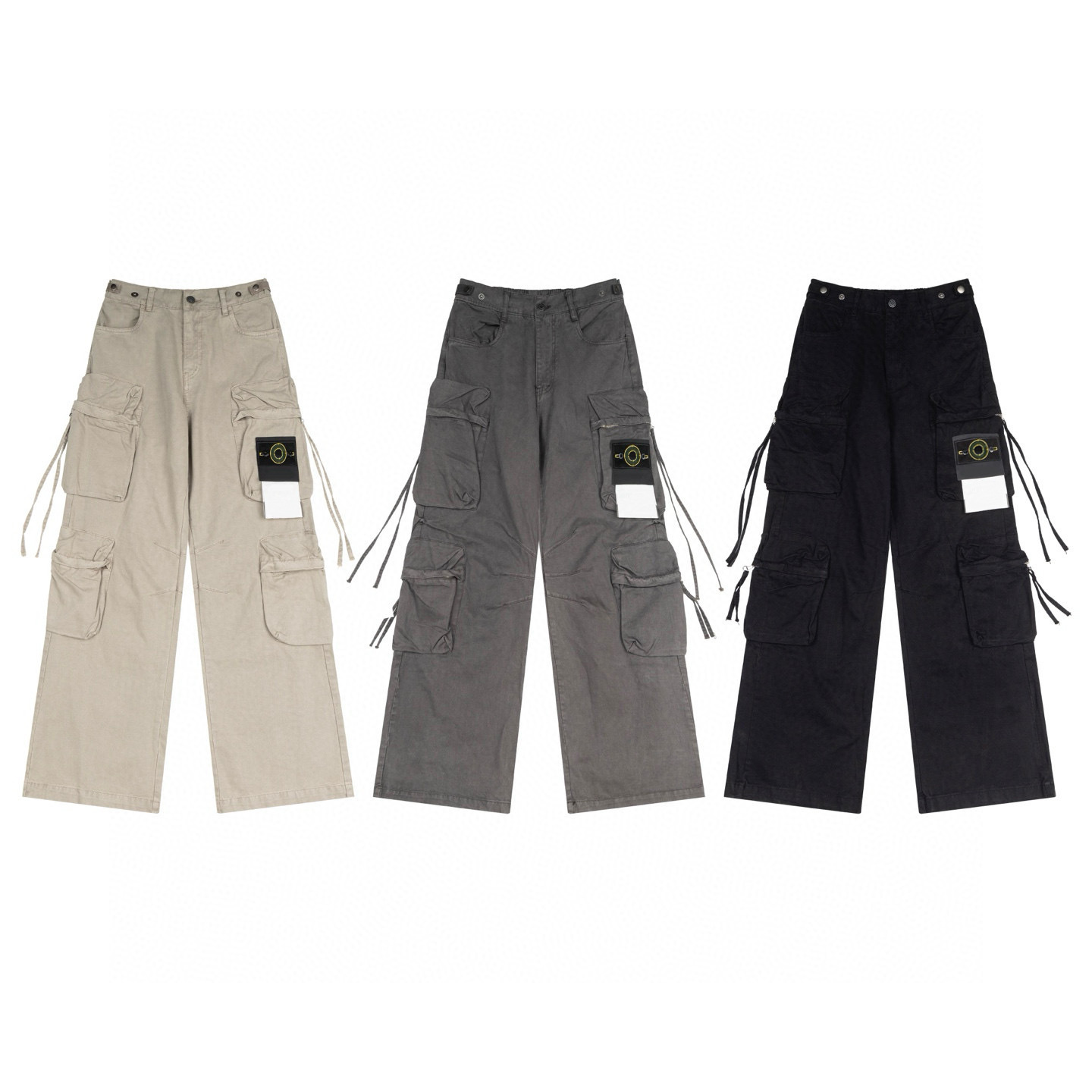 Cross-Border Trendy Brand 25Fw Correct Four-Way Island St Men's and Women's Motorcycle Cool Multi-Pocket Washed Retro Cargo Pants