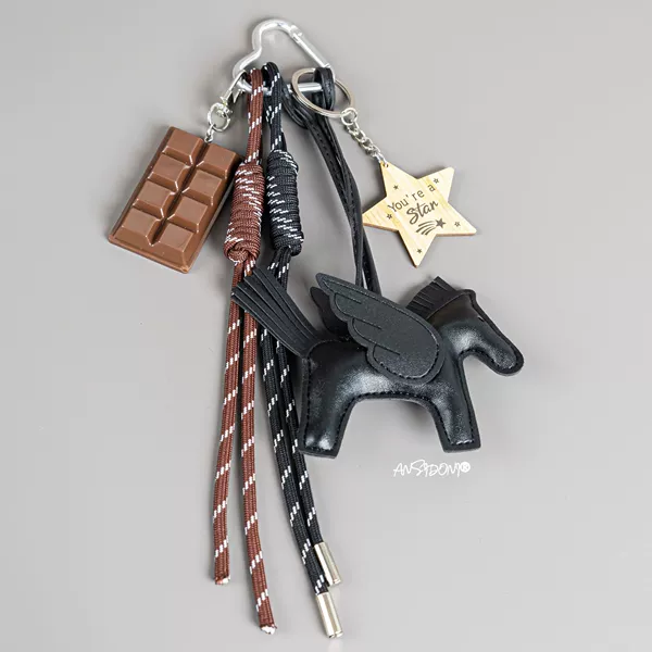 T27 [Silver Love Buckle] Black Brown Rope + Chocolate Block + English Pentagram + Black Wings and Dark Horse