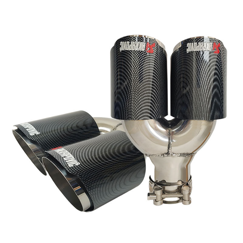 Hot-Selling Car Modification Ak Scorpion Logo Water Transfer Printing Y-Type Dual Exhaust Tip 63*89 Dual Exhaust Tip