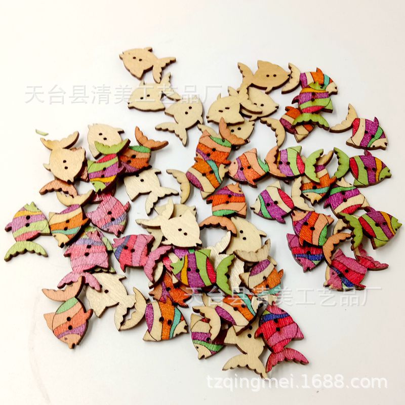 28mm eBay impresión de botones de pescado de dos agujeros 50 piez/paquete de madera bienvenida al por mayor impresión de botones