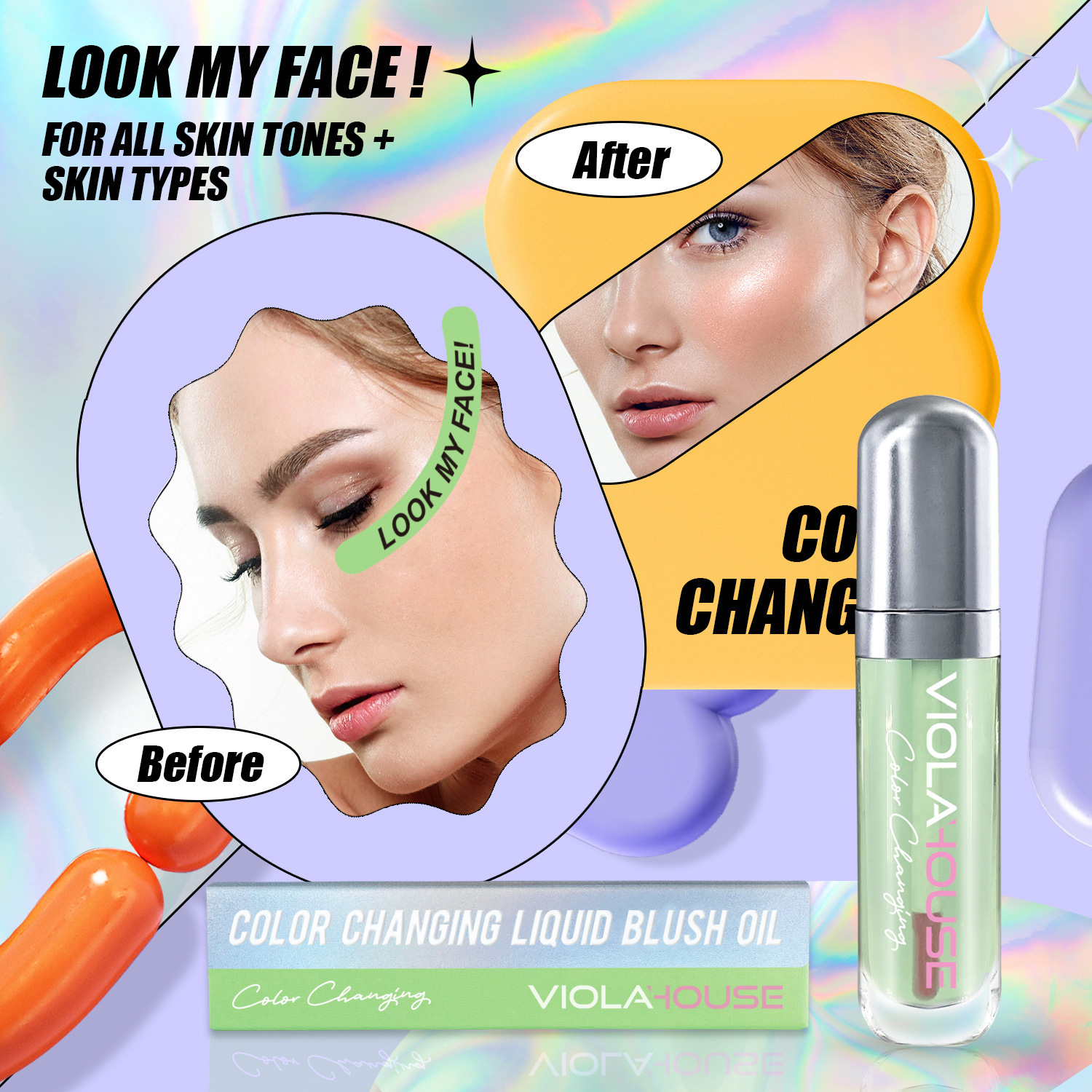 Cambio de color rubor aceite brillo color de la piel líquido rubor destacado integrado chica vigorosa Comercio exterior suministro al por mayor