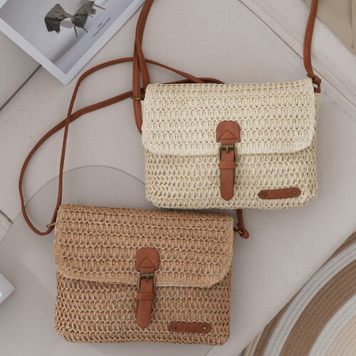 Luxury-Feeling Grass Weave Handmade Bag Grass Bag Summer New Bag Beach Bag Crossbody Bag Women's Small Bag
