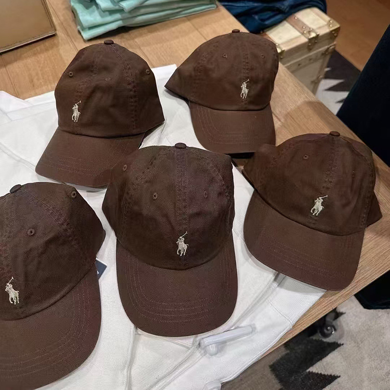 新款拉夫帽子小马棒球帽休闲鸭舌帽男女POLO咖啡色宽檐百搭显脸小|undefined