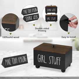 跨境木质浴室收纳盒带盖厕所卫生棉储物盒多功能女生用品放置盒