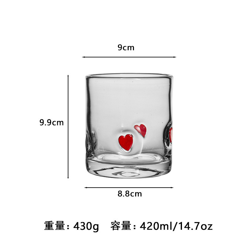 中古人工开口贴片水晶玻璃杯樱桃草莓压花贴片装饰饮品咖啡杯|undefined