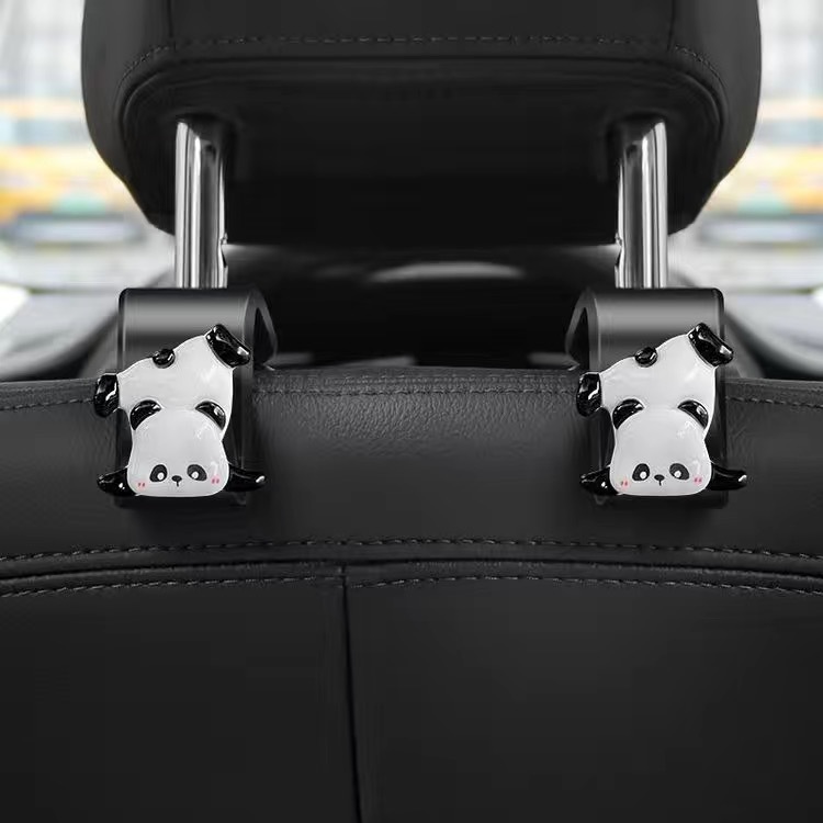 Gancho negro para automóvil Gancho panda de resina asiento trasero asiento para automóvil interior de automóvil asiento trasero creativo