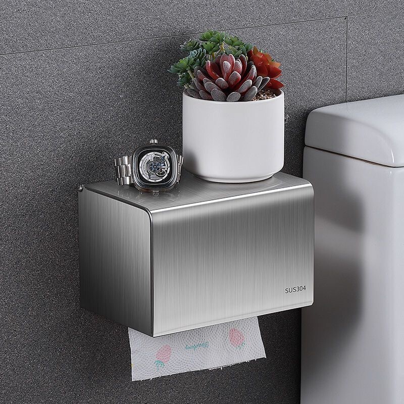 304 Stainless Steel Waterproof Tissue Box Bathroom Toilet Modern Simple Removable Tissue Box Punch-free Tissue Box