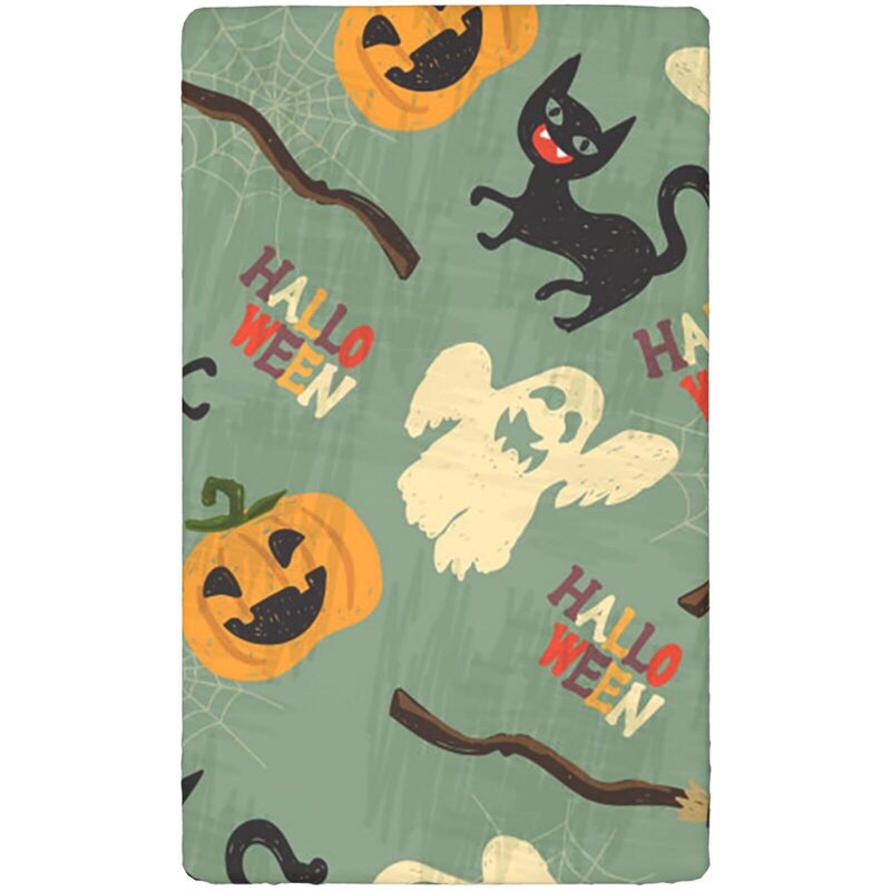 Halloween Pumpkin Cat Ghost Print Crib Bed Cover Breathable Stretch Baby Bed Cover European and American Bedding
