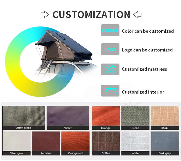 Cross-Border Aluminum Alloy Hard-Shell Roof Tent for Outdoor Camping and Self-Driving Travel, Customized Car Tent 210*130