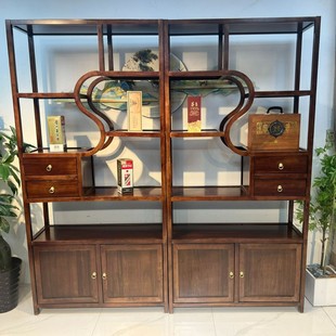 Blackwood Antique-Style Shelf, Solid Wood Storage Rack, Tea Cabinet, Living Room Wine Cabinet, Partition, Tea Room, Antique Zen Style