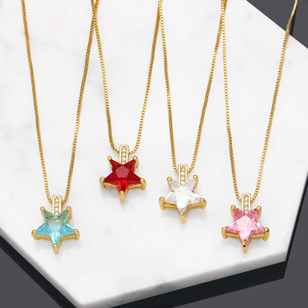Fashion Star Copper Necklace Inlaid Zircon Zircon Copper Necklaces