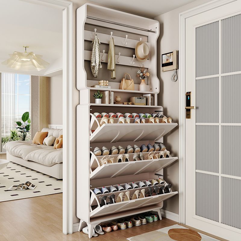 Cream-Style Ultra-Thin Flip-Up Shoe Cabinet Door Entrance Wall-Mounted Household Clothes Rack Integrated Corridor Corridor Storage Shoe Rack